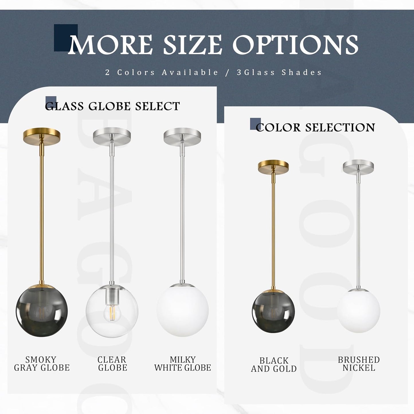 10 Inch Globe Pendant Light Gold Globe Pendant Lights Kitchen Island Mid Century Light Fixture with Gray Clear Glass Contemporary Adjustable Hanging Lights for Dining Room (Bulb Included)