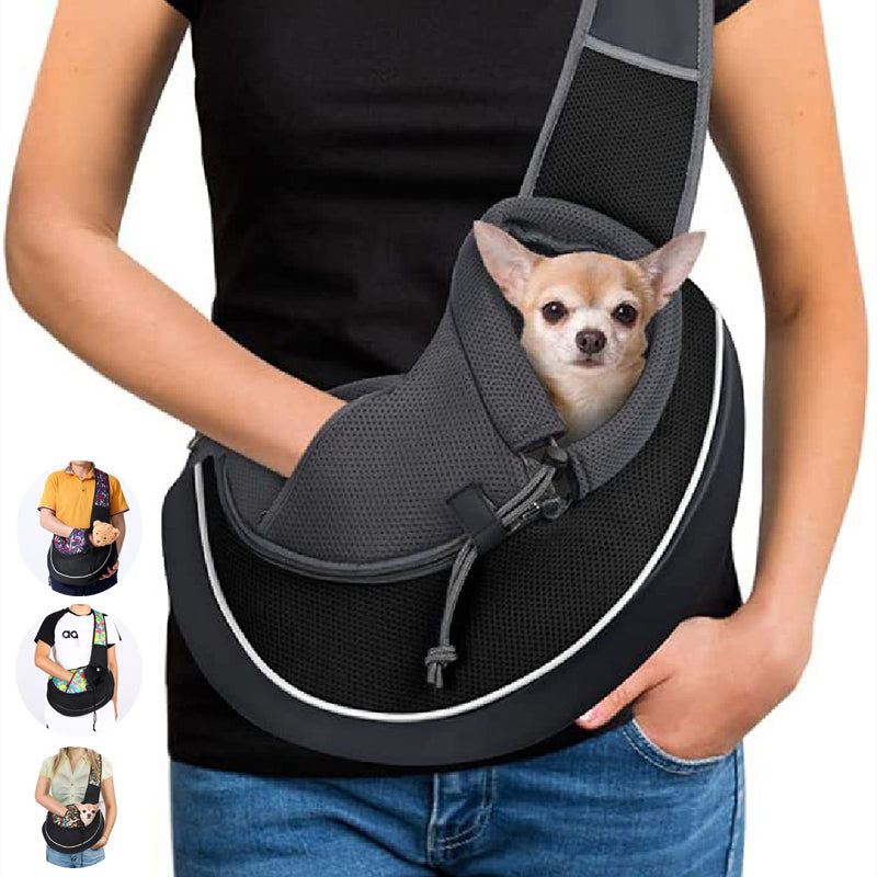 Portable pet carrier for small dogs and cats with breathable mesh and secure closure