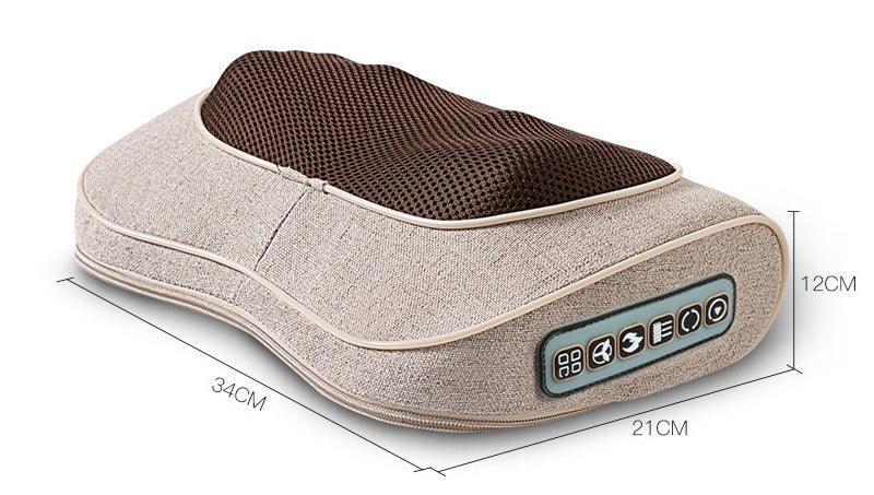 Cervical spine massager pillow with 8+ massage heads and adjustable heat settings
