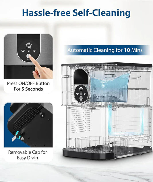 Efficient 44lbs/24H countertop ice maker with quiet and automatic dispenser