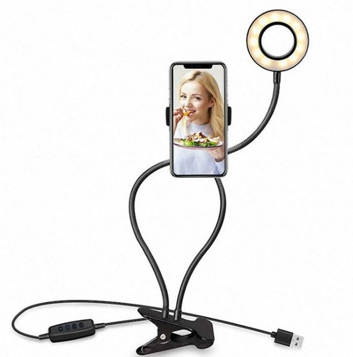 Universal LED ring light for vlogging and makeup with 8cm stand and USB powered design