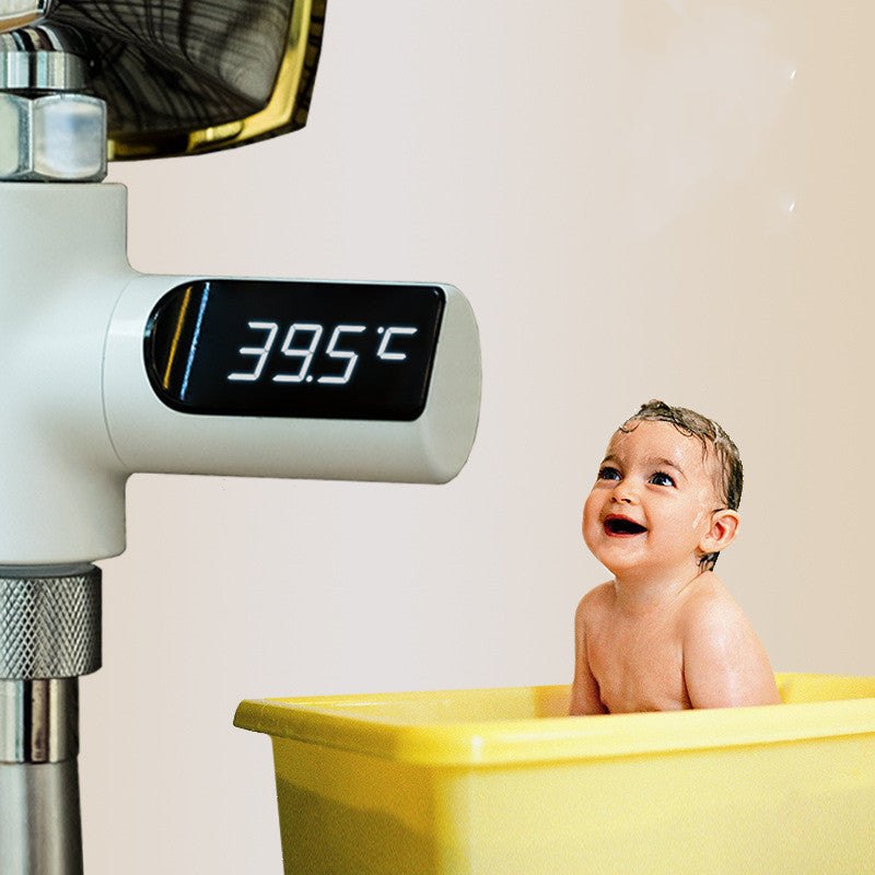 Electronic faucet with digital temperature display for baby bathing safety