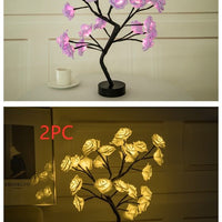 Rose Flower Lamp USB Battery Operated LED Table Lamp Bonsai Tree Night Lights Garland Bedroom Decoration Lights Home Decor null