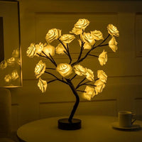 Rose Flower Lamp USB Battery Operated LED Table Lamp Bonsai Tree Night Lights Garland Bedroom Decoration Lights Home Decor null