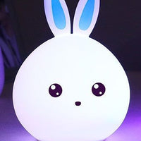 Colorful LED night lamp with cute rabbit design and touch sensor