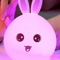 Cute rabbit night lamp with touch sensor and colorful LED lighting