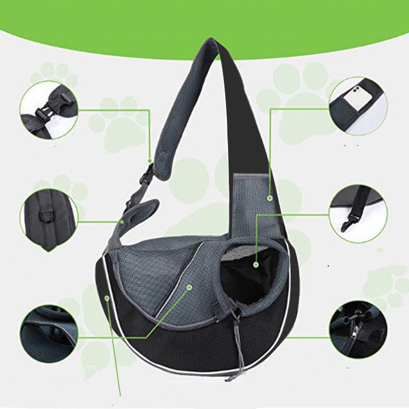 Pet accessory bag for dogs and cats with breathable mesh and secure closure