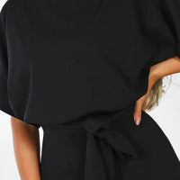 7-Color Fashion Lace-Up Button Short-Sleeved Women'S Jumpsuit