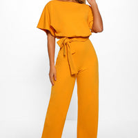 7-Color Fashion Lace-Up Button Short-Sleeved Women'S Jumpsuit