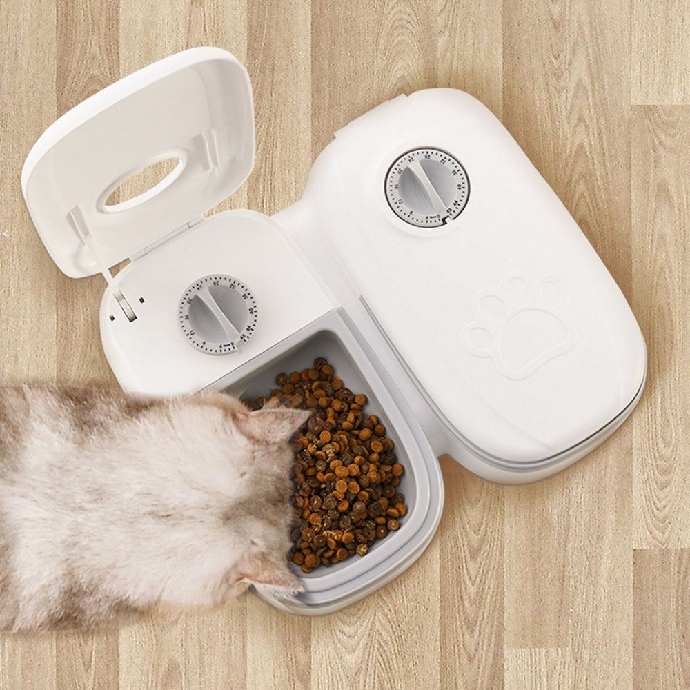 Smart feeder for cats and dogs with timer and stainless steel bowl