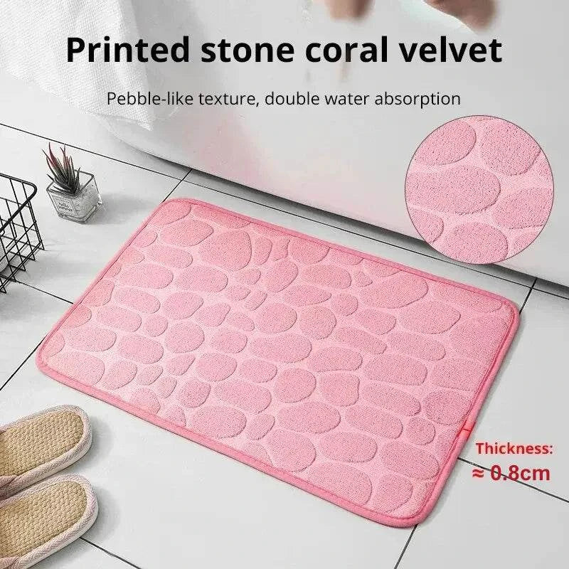 Embossed Microfiber Anti Slip Pebble Bath Mat LuminaHome Store