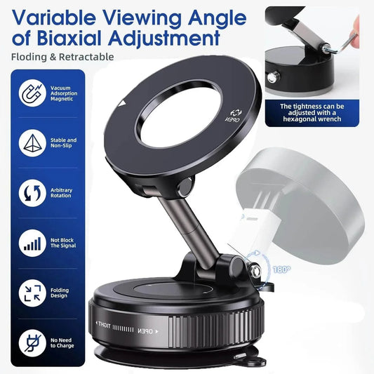 2026 Magnetic vacuum  car phone holder 360 adjustable mount Stone's Store