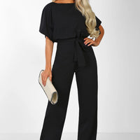 7-Color Fashion Lace-Up Button Short-Sleeved Women'S Jumpsuit