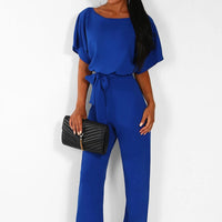 7-Color Fashion Lace-Up Button Short-Sleeved Women'S Jumpsuit