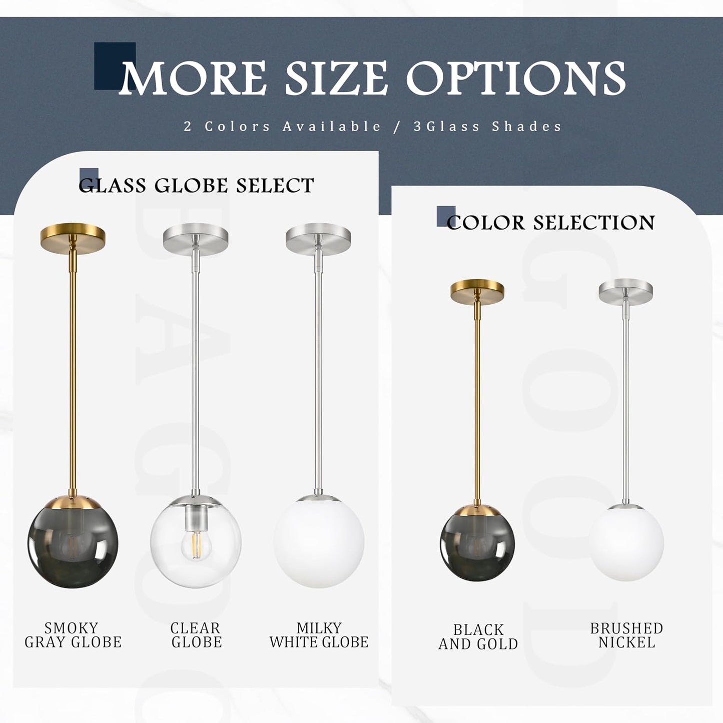 8 Inch Globe Pendant Light Gold Globe Pendant Lights Kitchen Island Mid Century Light Fixture with Gray Clear Glass Contemporary Adjustable Hanging Lights for Dining Room (Bulb Included)